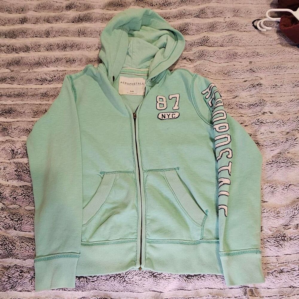 Aeropostale Men's White and Green Jacket